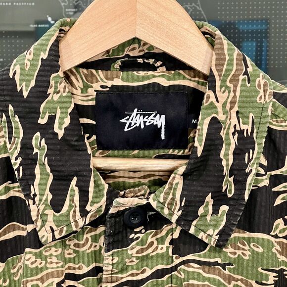 Stussy - Tiger Camo Seersucker Mac (#115347)  - Black, Green - Picture 3 of 7